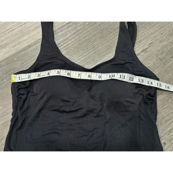 Hurley Black 1 Piece UPF 50+ Protection Ribbed Lined Texture Padded Top Swimsuit - Picture 4 of 9